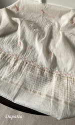 Load image into Gallery viewer, Women's Lakhnavi Handcrafted Unstitched Mul Chanderi Kurta And Dupatta Set - HONC0319476