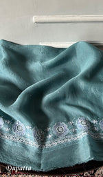 Load image into Gallery viewer, Women's Lakhnavi Handcrafted Pure Organza Chikankari Unstitched Kurta And Dupatta Set- HONC0339019