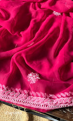 将图像加载到图库查看器中， Women's Lucknowi Handcrafted Faux-Georgette Chikankari Suit Material - HONC0311926