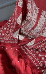 Load image into Gallery viewer, Tripty Women's Lakhnavi Handcrafted Mul Chanderi Semi - Stitched Anarkali And Dupatta Set - HONC0199664