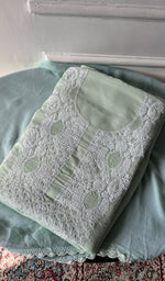 Load image into Gallery viewer, Women's Lakhnavi Handcrafted Cotton Unstitched Chikankari Suit Material - HONC0374492