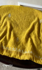 Load image into Gallery viewer, Women&#39;s Lakhnavi Handcrafted Tissue Chanderi Unstitched Chikankari Kurta And Dupatta Set - HONC0270060
