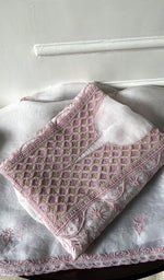 Load image into Gallery viewer, Women&#39;s Lakhnavi Handcrafted Pure Organza Chikankari Unstitched Kurta And Dupatta Set- HONC0316458
