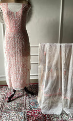 Load image into Gallery viewer, Women's Lakhnavi Handcrafted Unstitched Mul Chanderi Kurta And Dupatta Set - HONC0327490