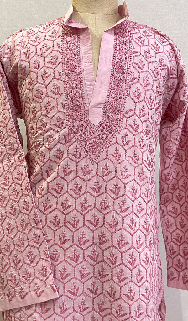 Men's Lucknowi Handcrafted Cotton Chikankari Kurta - HONC0200998