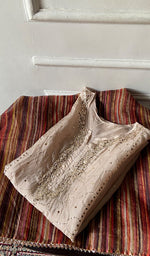 Load image into Gallery viewer, Women's Lucknowi Handcrafted Pure Organza Silk Chikankari Semi- stitched Kurta Dupatta Set- HONC0334809