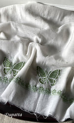 Load image into Gallery viewer, Women's Lakhnavi Handcrafted Unstitched Mul Chanderi Kurta And Dupatta Set - HONC0304154