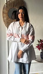 Load image into Gallery viewer, Mahika Women's Lucknowi Handcrafted Slub Cotton Chikankari Shirt - HONC0344254