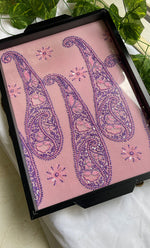 Load image into Gallery viewer, Chikankari Tray with Six Coasters - HONCO310948

