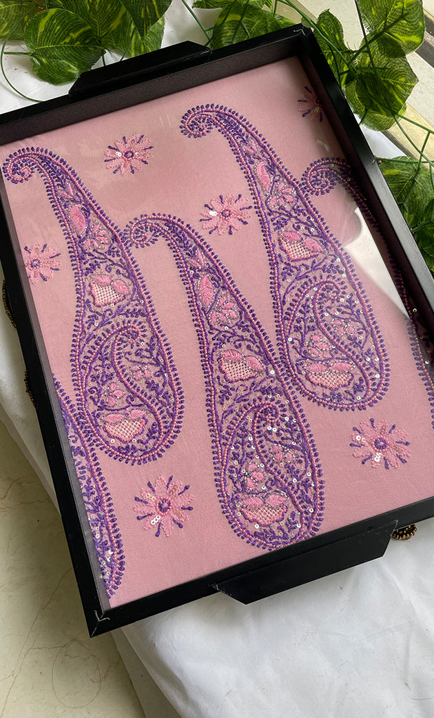 Chikankari Tray with Six Coasters - HONCO310948