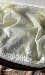 Load image into Gallery viewer, Women&#39;s Lakhnavi Handcrafted Organza Chikankari Unstitched Full Suit Material - HONC0287044
