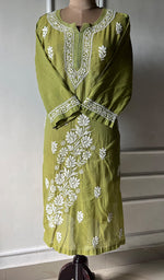 将图像加载到图库查看器中， Women&#39;s Lucknowi Handcrafted Cotton Chikankari Kurti - HONC0301061
