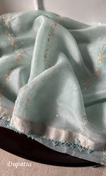 Load image into Gallery viewer, Women&#39;s Lakhnavi Handcrafted Pure Organza Chikankari Unstitched Kurta And Dupatta Set- HONC0323650
