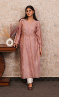 Sufi Women's Lucknowi Handcrafted Chanderi Silk Chikankari Kurti - HONC0310297