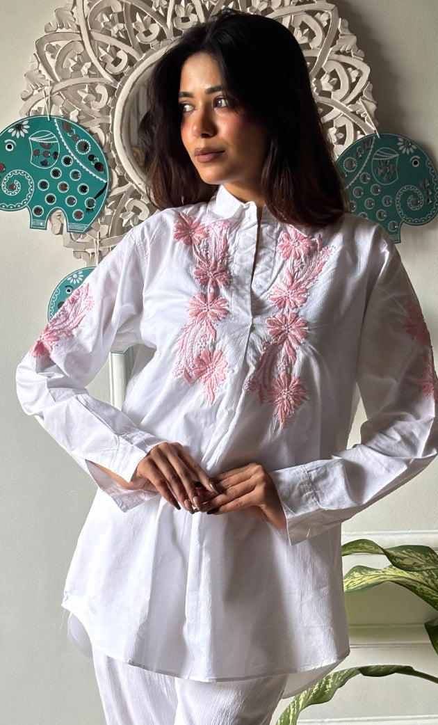 Women's Lakhnavi Handcrafted Modal Cotton Chikankari Top - HONC0313722