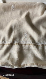 Load image into Gallery viewer, Women&#39;s Lakhnavi Handcrafted Munga Silk Chikankari Kurta And Dupatta Set- HONC0273584
