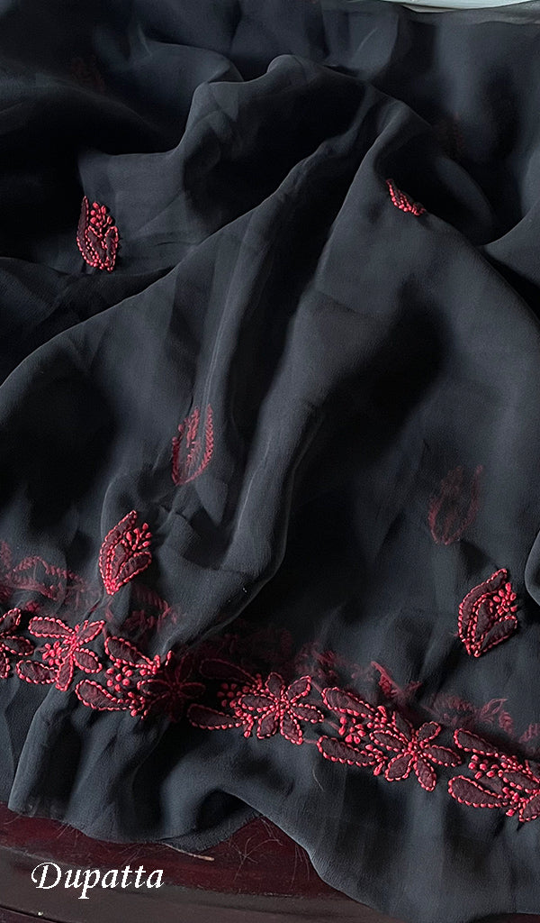 Women's Lucknowi Handcrafted Faux-Georgette Chikankari Suit Material - HONC0277968
