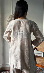 Load image into Gallery viewer, Imara Women's Lakhnavi Handcrafted Chanderi Silk Chikankari Top And Pant Set - HONC0340437