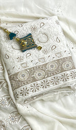 Load image into Gallery viewer, Women&#39;s Lakhnavi Handcrafted Pure Silk Georgette Chikankari Kurta And Dupatta Set- N26969