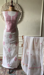 将图像加载到图库查看器中， Women's Lakhnavi Handcrafted Mul Chanderi Unstitched Kurta And Dupatta Set -  HONC0314665