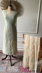Load image into Gallery viewer, Women's Lakhnavi Handcrafted Mul Chanderi Unstitched Chikankari Full Suit - HONC0334733