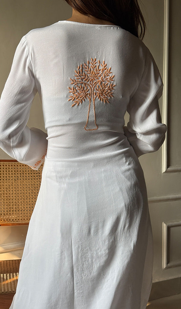 Women's Lucknowi Handcrafted Crepe Chikankari Kurti- HONC0293377