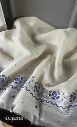 Load image into Gallery viewer, Women&#39;s Lakhnavi Handcrafted Pure Organza Chikankari Unstitched Kurta And Dupatta Set- HONC0310886
