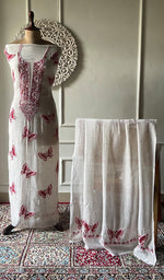 Load image into Gallery viewer, Titlee Women's Lakhnavi Handcrafted Mul Chanderi Unstitched Kurta And Dupatta Set - HONC0347333