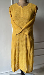 Load image into Gallery viewer, Umnaaz Women&#39;s Lakhnavi Handcrafted Viscose Georgette Chikankari Kurti- HONC0301078
