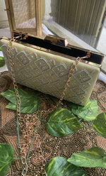 Load image into Gallery viewer, Beige Chikankari Embroidered Clutch - HONC0313605
