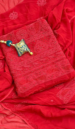Load image into Gallery viewer, Women&#39;s Lakhnavi Handcrafted Viscose Georgette Chikankari Full Suit Material - HONC0155150
