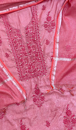 Load image into Gallery viewer, Women&#39;s Lakhnavi Handcrafted Tissue Chanderi Chikankari Suit Material - HONC0203305
