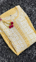 Nisha Women's Lucknowi Handcrafted Printed Ikkat Cotton Chikankari Dress - HONC0144078