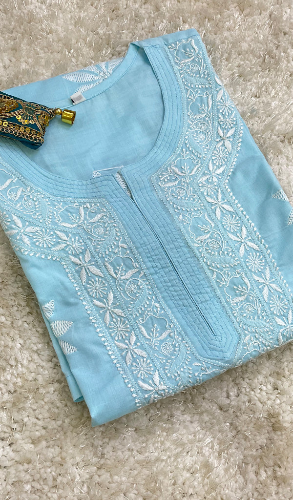 Aafia Women's Lucknowi Handcrafted Cotton Chikankari Kurti - HONC0162962