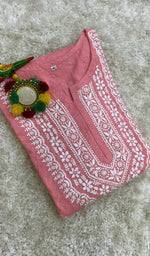 Load image into Gallery viewer, Aastha Women&#39;s Lucknowi Handcrafted Cotton Chikankari Kurti - HONC0161073
