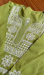 Load image into Gallery viewer, Women&#39;s Lucknowi Handcrafted Cotton Chikankari Kurti - HONC0301053
