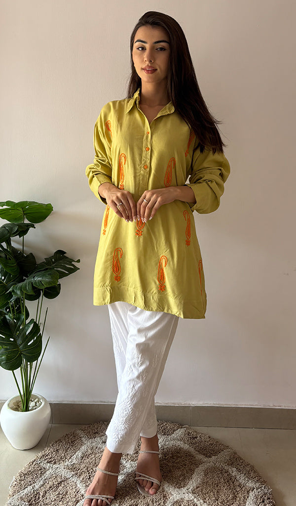 Trisha Women's Lakhnavi Handcrafted Cotton Oversized Chikankari Top - HONC0325808