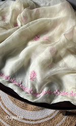 Load image into Gallery viewer, Women&#39;s Lakhnavi Handcrafted Pure Organza Chikankari Unstitched Kurta And Dupatta Set- HONC0296105
