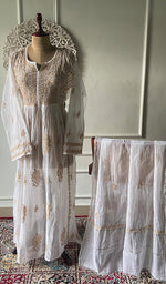 Load image into Gallery viewer, Women's Lakhnavi Handcrafted Mul Chanderi Semi - Stitched Kurta And Dupatta Set - HONC0274495