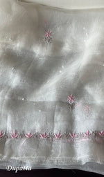 Load image into Gallery viewer, Women&#39;s Lakhnavi Handcrafted Pure Organza Chikankari Unstitched Kurta And Dupatta Set- HONC0283112

