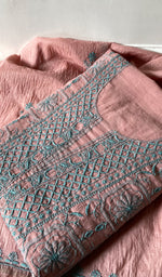 将图像加载到图库查看器中， Women's Lakhnavi Handcrafted Mul Chanderi Unstitched Chikankari Full Suit Material - HONC0319508