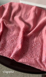 Load image into Gallery viewer, Women's Lakhnavi Handcrafted Unstitched Mul Chanderi Kurta And Dupatta Set - HONC0312996