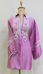 Load image into Gallery viewer, Fiza Women&#39;s Lakhnavi Handcrafted Chanderi Silk Semi- Stiched Chikankari Top - HONC0227622
