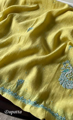 Load image into Gallery viewer, Women&#39;s Lakhnavi Handcrafted Unstitched Mul Chanderi Kurta And Dupatta Set - HONC0295586
