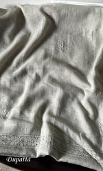 Load image into Gallery viewer, Women's Lakhnavi Handcrafted Kota Cotton Semi - Stitched Kurta And Dupatta Set- HONC0314212