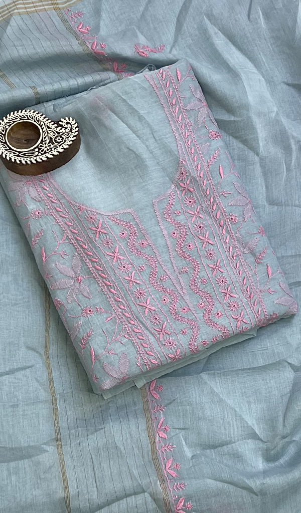 Women's Lakhnavi Handcrafted Mul Chanderi Kurta And Dupatta Set - HONC0166974