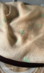 Load image into Gallery viewer, Rose Women&#39;s Lakhnavi Handcrafted Pure Organza Chikankari Unstitched Kurta And Dupatta Set- HONC0310090
