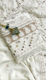 将图像加载到图库查看器中， Women&#39;s Lakhnavi Handcrafted Pure Silk Georgette Chikankari Kurta And Dupatta Set- HONC083332
