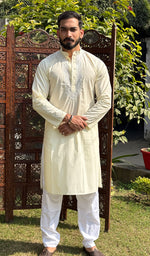 Load image into Gallery viewer, Men&#39;s Lucknowi Handcrafted Cotton Chikankari Kurta -  HONC0115475
