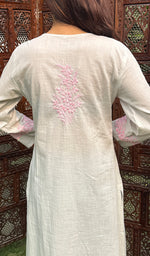 Load image into Gallery viewer, Shabina Women&#39;s Lucknowi Handcrafted Cotton Chikankari Kurti - HONC0231810
